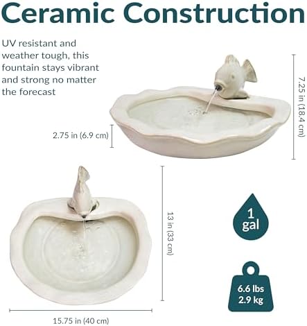 Sunnydaze 7" Fish Spout Tabletop Water Fountain, Ceramic, White - Image 5