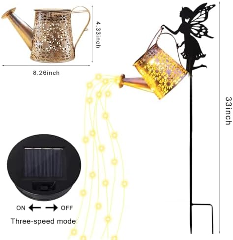 2 Pack Solar Watering Can Lights with Fairy Stakes Gardening Gifts for Mom - Image 4
