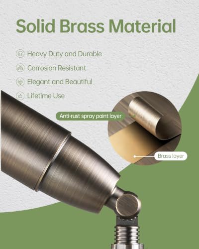 LITFIT 4Pack Brass Low Voltage Landscape Spotlight, 3CCT MR16 Bulb Included - Image 2