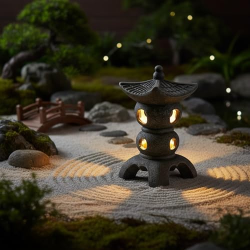 Pagoda Garden Statue - Grey Resin Pagoda Statue with Zen Ambiance, Water-Resistant Outdoor Decor for Patio, Yard, Landscape - Image 2