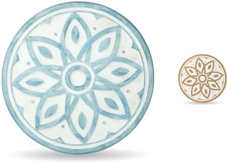 2 Pack Geometric Stepping Stones, 10” Round Cement Garden Path Stones, Mandala Mosaic Tile Design for Outdoor Patio Decor, Non-Slip & Weather-Resistant Fall Garden(Blue) - Image 4