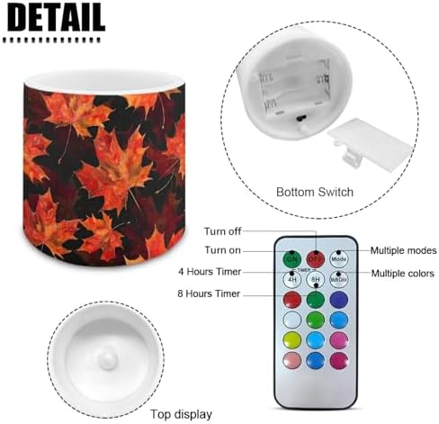 Thanksgiving Maple Leaf Flameless Candles Battery Powered LED Candle with Remote Timer Color Changing Control 4 Pieces Candles for Thanksgiving Decorations - Image 6