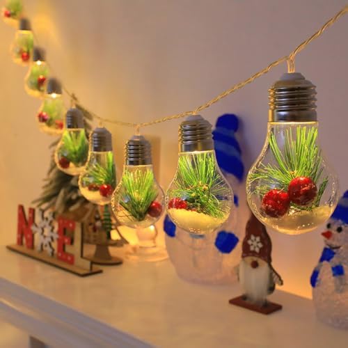 CAKERS Christmas Tree Decor Hanging String Lights|Creative PVC Clear Light Bulb Modeling Led Copper Wire Lights for Party Wedding Birthday Decor,D,3m(9.8ft)-20LED-USB - Image 5