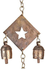 Rustic Metal Wind Chime – Triple Diamond Star Cutouts with Bells – Bronze Outdoor Garden Decor – Wind Chimes for Outside, Porch, Yard, Balcony, Memorial or Garden Gift 19 x 4.5 Inch - Image 5