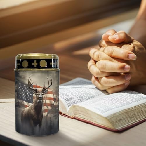 Poceacles Outdoor Lights Solar Powered Flameless Candle Cemetery Votive Candles Waterproof Outdoor Memorial Candle Solar Stake Lights 4th of July Patriotic Decor, Deer American Flag Retro, Pack of 6 - Image 5