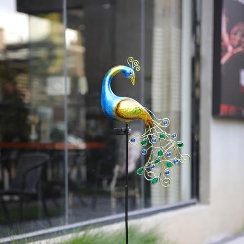 Solar Light Peacock Garden Light Metal Peacock Garden Solar Lamp 300mAh Outdoor Decorative Stake Lights Stake for Yard Decorations Lights, Outdoor g - Image 4