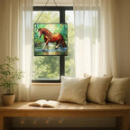 Chestnut Tennessee Walking Horse Stepping Through Shallow Creek Square Suncatcher – Stained Glass Style Window Panel with Scene, Custom Decorative Hanging Art for Equestrian Home, Christmas 9N2Zu1 - Image 7