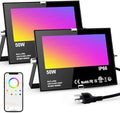 LED Flood Light Outdoor 500W Equivalent 5000 LM,Smart RGB Color Changing Floodlight with APP Control, Warm White 2700K&16 Million Colors, DIY Scene,Timing,Music Sync, IP66 Waterproof,US Plug（2 Pack） by ChangM