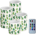 4 Pack Battery Operated Candles with Timer and Remote Shamrocks White Flameless Candles for Home Decorations LED Lights for St Patrick's Day Dining Table Party by Merkmak