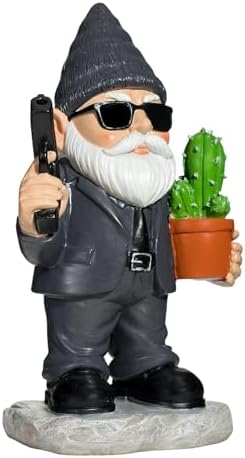 Gnome Decoration for Garden & Home - Professional Hitman Look Statue, Léon Inspired 8.7 Inch Resin Decor, Unique Outdoor Gift for Women/Men - Image 6