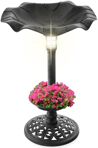 Best Choice Products Bird Bath W/Solar Light & Planter - Black by BestChoiceProducts