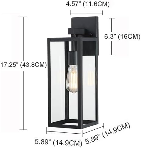 2 Pack Large Outdoor Sconce Lights,18 Inch Outdoor Wall Lantern Light,Exterior Sconce Metal and Glass Large Porch Light, Black Outdoor Lanterns for Front Porch Garage Balcony - Image 2