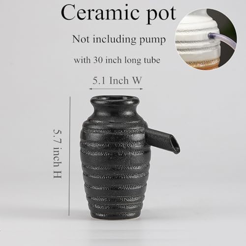 Outdoor Garden Fountain Spitter Pond Water Feature Pump Ceramic Pot Decoration (Black 5.7 inch) - Image 2