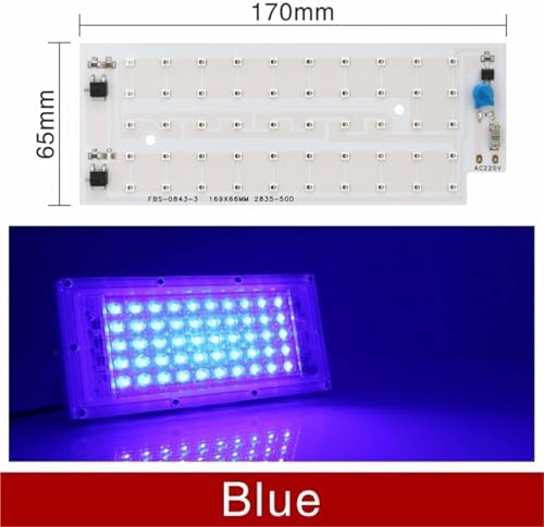 2-Pack 50W RGB LED Floodlight Chip, SMD2835 AC 220V, Color Changing Light Beads for Outdoor Spotlights & DIY Lighting(Blue LED Chip) - Image 2