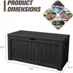 JUMMICO 120 Gallon Resin Deck Box, Large Outdoor Storage Box Waterproof & Lockable for Garden, Patio, Pools (Black) - Image 5
