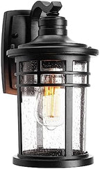 Darkaway Outdoor Porch Lights Wall Mount, Outdoor Light Fixtures Sconces Wall Lighting with Seeded Glass Waterproof Exterior Lights for Patio Yard House Hallway Doorway Garage(1 Pack, Black) by Darkaway