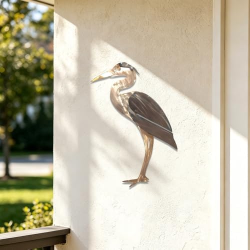 Heron Metal Wall Art Rustic Bird Plaque Steel Decor for Garden Patio Porch Living Room Indoor Outdoor Hanging Ornament (16 INCH) - Image 3