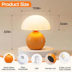 NIORSUN Mushroom Lamp Table Lamp for Bedroom, Portables Cordless Table Lamp,Wireless lamp,Small Bedside Table Touch Lamps for Living Room,Mini Mushroom 5200mAh Battery Operated Lamp Modern Orange - Image 2