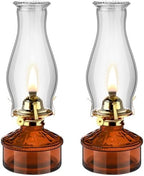 Tuanse 2 Pcs Oil Lamps for Indoor Use Vintage Hurricane Emergency Glass Oil Lamps Large Lantern Classic Decorative Oil Lamp for Home Tabletop Emergency Lighting Supplies(Brown) by Tuanse