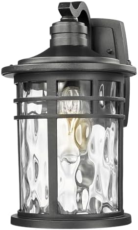 Darkaway Large Outdoor Porch Lights Wall Mount, 15inch Outside Light Fixtures Sconces Wall Lighting with Water Ripple Glass Waterproof Exterior Lights for Patio Yard House Hallway Doorway Garage by Darkaway