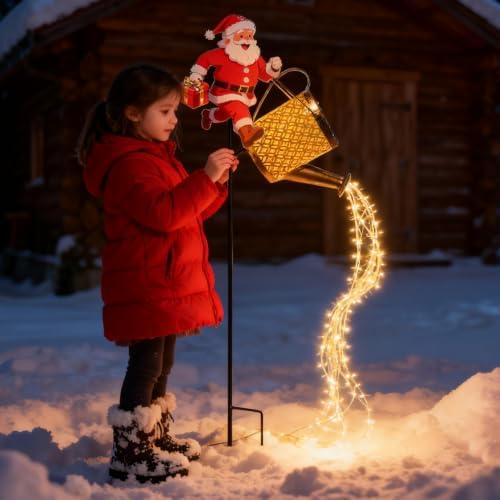 Santa Claus Solar Watering Can Lights Decorative Christmas Pathway Lights - Image 3