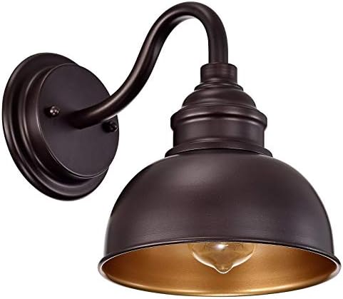 9" Industrial Gooseneck Light Fixture, Oil Rubbed Bronze Barn Light, Modern Farmhouse Wall Sconce for Vanity, Bathroom, Bedroom, Hallway, Living Room, and Reading Room by ACLand