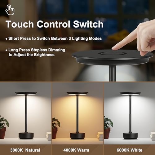 1 Pack Cordless Table Lamps Rechargeable, 5000mAh LED Table Light - Image 2