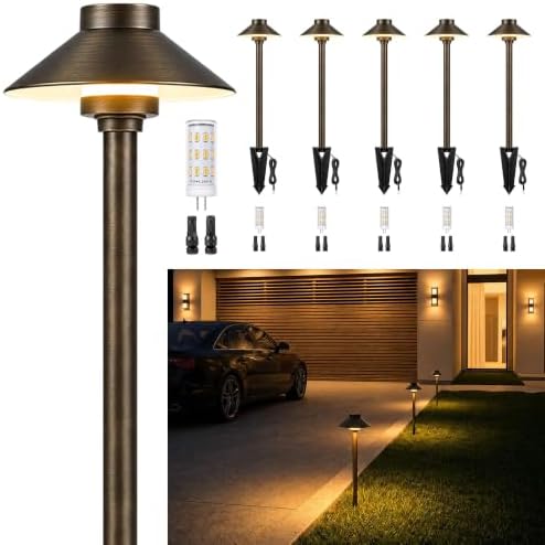 Gardenreet Solid Brass Low Voltage Hat-Top Path Light, Bronze, G4 2700K 6Pk by Gardenreet