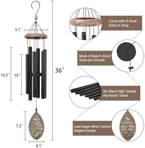Personalized Sympathy Wind Chime, in Memory for Loss of Loved Dad/Mom, Sympathy Gifts, Memorial Wind Chimes, Deep Tone Wind Chimes Outdoor - Image 2