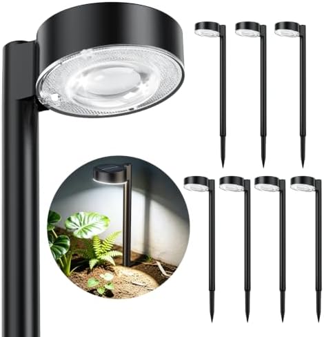 ELECLINK 8 Pack Solar Pathway Lights Outdoor, Solar Powered Landscape Path Light with Larger LED Lens, Brighter Up to 12 Hrs Waterproof Outdoor Solar Light for Yard Garden Walkway Driveway Sidewalk by ELECLINK