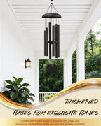 32" Deep Tone Wind Chimes for Outside, Tuned C Major Aluminum Wind Chime with Gift Envelope, Sympathy Memorial Wind Chime for Garden Patio Porch Decor, Heart Design, Black - Image 4