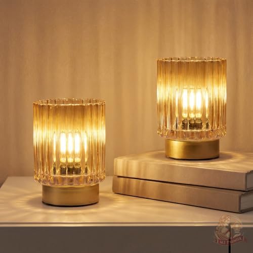 Battery Operated Lamp Timer, Cordless Table Lamp for Shelf Decor, Stripe by MJPREMIER