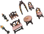 Jiawu Fairy Garden Accessories Set Miniature Table and Chairs 8 PCS for Home Micro Landscape Decoration Resin Material - Image 2