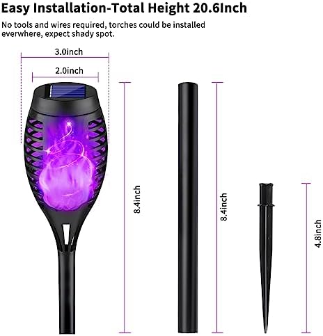 8P Purple Flickering Flame Halloween Solar Lights for Halloween Decorations - Image 6