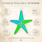 Stained Glass Multicolor Peacock/Teal/Light Blue Starfish 3" Suncatcher 3pk - Image 6