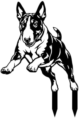 Dog Metal Garden Stake - Weatherproof Dog Silhouette Yard Art, Decorative Outdoor Sign for Lawn & Patio, Heartfelt Gift for Bull Terrier Lovers(Jump,14") by VORISCAPE