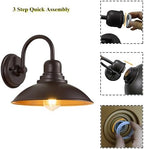 2 Pack Bronze Vanity Barn Lights, Farmhouse Gooseneck Wall Sconce with E26 Socket, Round Outdoor/Indoor Metal Light Fixtures for Bathroom, Bedroom, Porch, Entryway, and Garage - Image 4