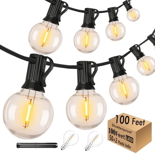 100FT Outdoor Globe String Lights LED Waterproof G40 String Lights Connectable with 52 Shatterproof Bulbs Dimmable Patio Lights String for Bistro Backyard Gazebo Lights - Image 2