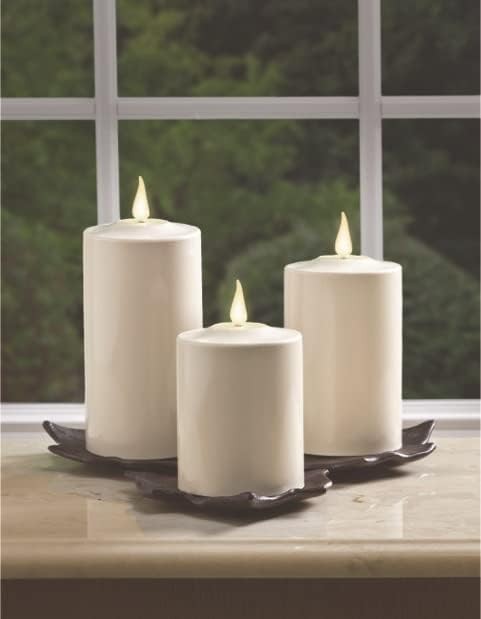 Xodus Battery Operated Pillar Candles, Daily 6h Timer, 4",5",6" 3-Pack - Image 3