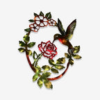Hummingbird and Rose Metal Wall Art Floral Plaque Rustic Garden Decor for Living Room Porch Indoor Outdoor Hanging Ornament (16 Inch) by XRRESAMETALDECOR