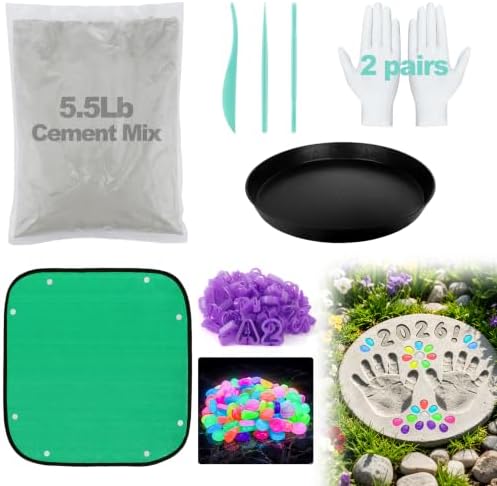 10in Glow in the Dark Stepping Garden Stone Kit, All-in-1 Family DIY Gifts by Biubee