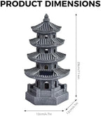 Pagoda Garden Statue Pagoda Garden Statue Solar Powered Lantern Resin Outdoor Zen Japanese Decor for Balcony, Patio, Porch, Yard 11.4x4.7x4.7 inch Grey - Image 2