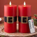 Retisee 2 Pack Christmas Flameless Candle, Santa Belt Design, Red by Retisee