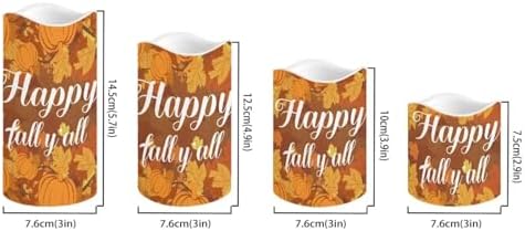 Happy Fall Y'all Maple Battery Operated Candles with Timer Remote Pillar Candles Battery Operated Set of 4 Led Flameless Candles for Thanksgiving Day Party Home Room Kitchen Decor - Image 2