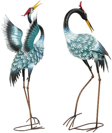 36.8" Metal Crane Statue, Blue Heron Decor Handcrafted - Image 2