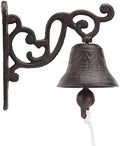Outdoor Wall Bell, Cast Iron Door Bell Retro Bracket Mounts Bell Rust-Resistant Manually Shaking Wall Hanging Door Bell Dinner Bells for Home Decor by Unknown