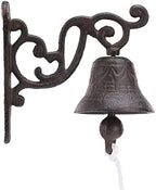 Outdoor Wall Bell, Cast Iron Door Bell Retro Bracket Mounts Bell Rust-Resistant Manually Shaking Wall Hanging Door Bell Dinner Bells for Home Decor by Unknown