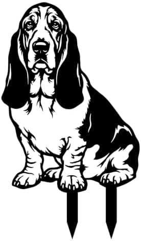Dog Metal Garden Stake - Weatherproof Dog Silhouette Yard Art, Decorative Outdoor Sign for Lawn & Patio, Heartfelt Gift for Soft Basset Hound Lovers(Sit,14") by VORISCAPE