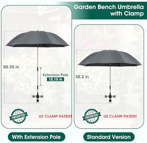 OAOA innovation 2-in-1 Garden Kneeler with Umbrella, Kneeling Bench & Grey Umbrella, Portable Stool 330lb Capacity, Garden Tools Bag with Bottle Holder, Gardening Gift for Men Women Seniors - Image 5
