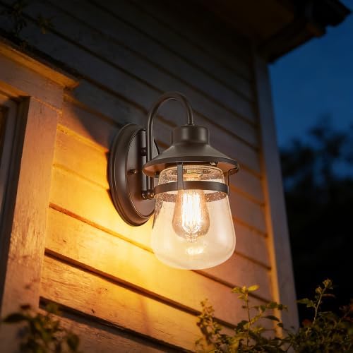 Tarentlight Outdoor Wall Sconce with Clear Seeded Glass Shade,Waterproof Exterior Fixture in Oil Rubbed Bronze Finish,Suit for Wet Locations,Easily Installed in Porch Patio Entryway,Doorway,Corridor - Image 4